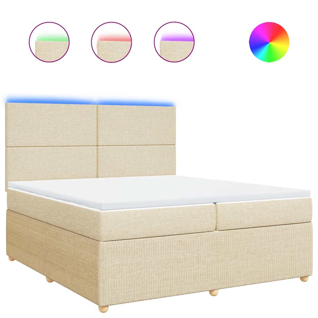 vidaXL Κρεβάτι Boxspring με Στρώμα Κρεμ 200x200 εκ. Υφασμάτινο