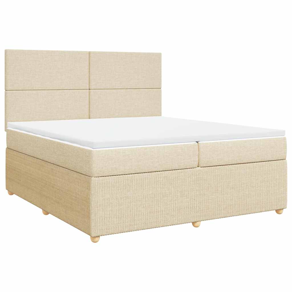 vidaXL Κρεβάτι Boxspring με Στρώμα Κρεμ 200x200 εκ. Υφασμάτινο