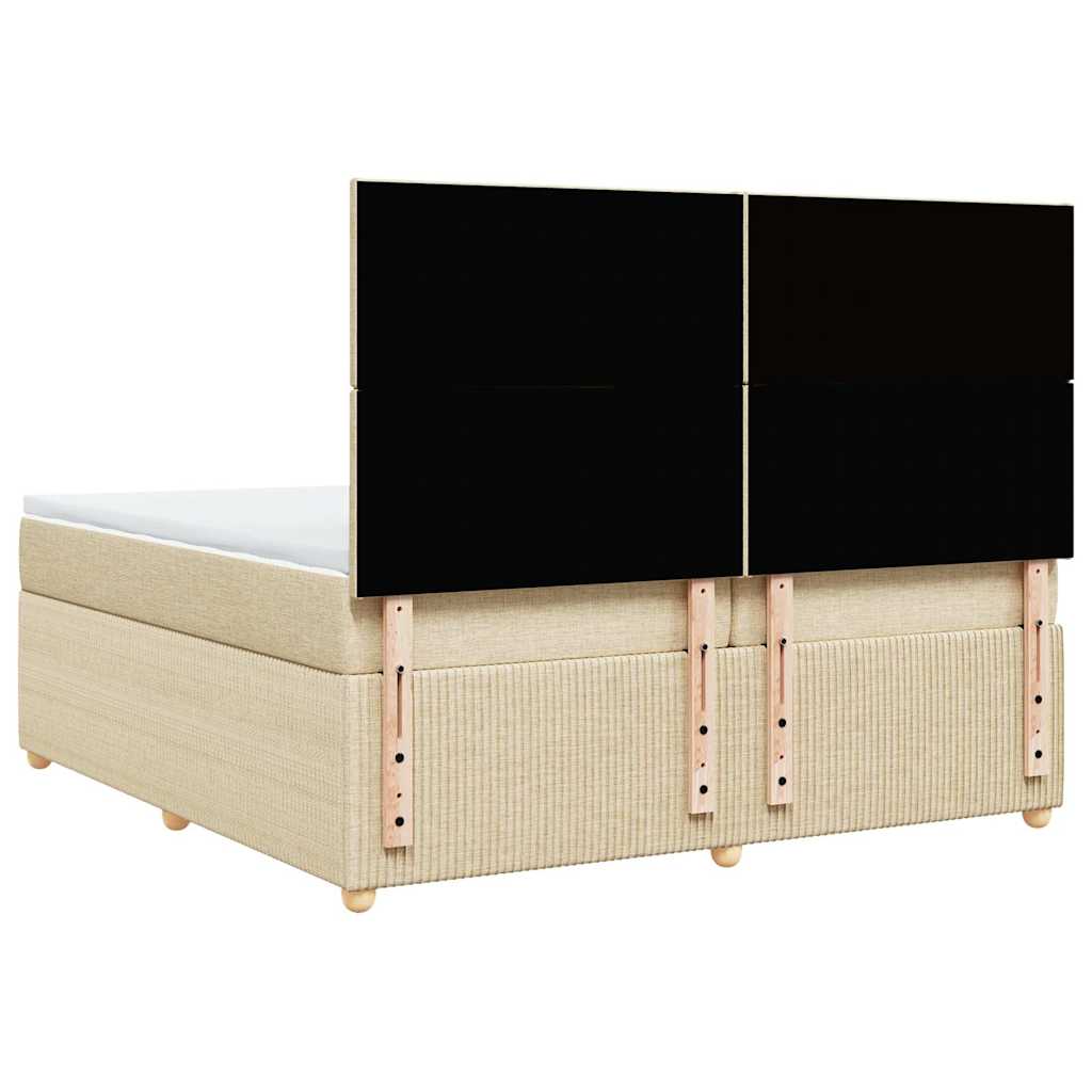 vidaXL Κρεβάτι Boxspring με Στρώμα Κρεμ 200x200 εκ. Υφασμάτινο