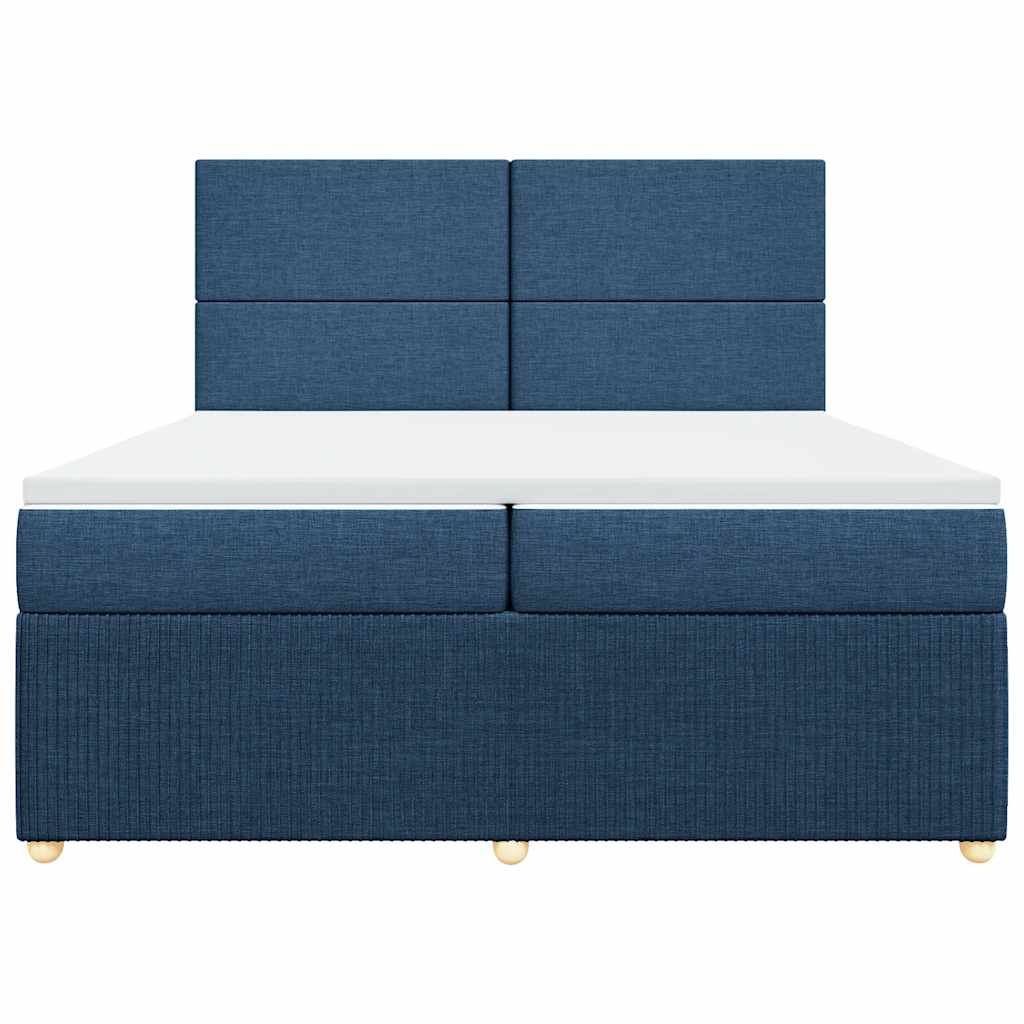 vidaXL Κρεβάτι Boxspring με Στρώμα Μπλε 200x200 εκ. Υφασμάτινο