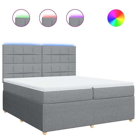 vidaXL Κρεβάτι Boxspring με Στρώμα Ανοιχτό Γκρι 200x200 εκ. Υφασμάτινο