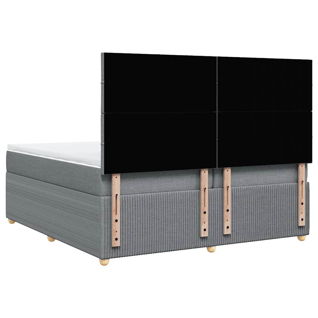 vidaXL Κρεβάτι Boxspring με Στρώμα Ανοιχτό Γκρι 200x200 εκ. Υφασμάτινο