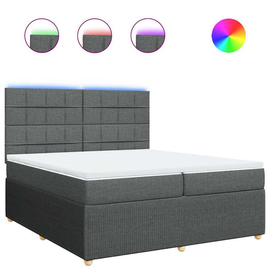 vidaXL Κρεβάτι Boxspring με Στρώμα Σκούρο Γκρι 200x200 εκ. Υφασμάτινο