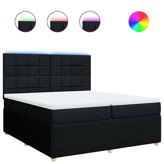 vidaXL Κρεβάτι Boxspring με Στρώμα Μαύρο 200x200 εκ. Υφασμάτινο