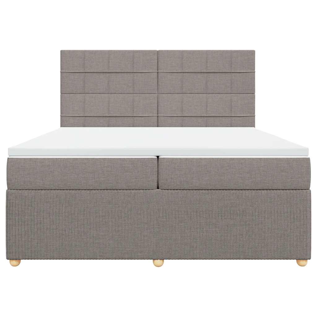 vidaXL Κρεβάτι Boxspring με Στρώμα Taupe 200x200 εκ. Υφασμάτινο