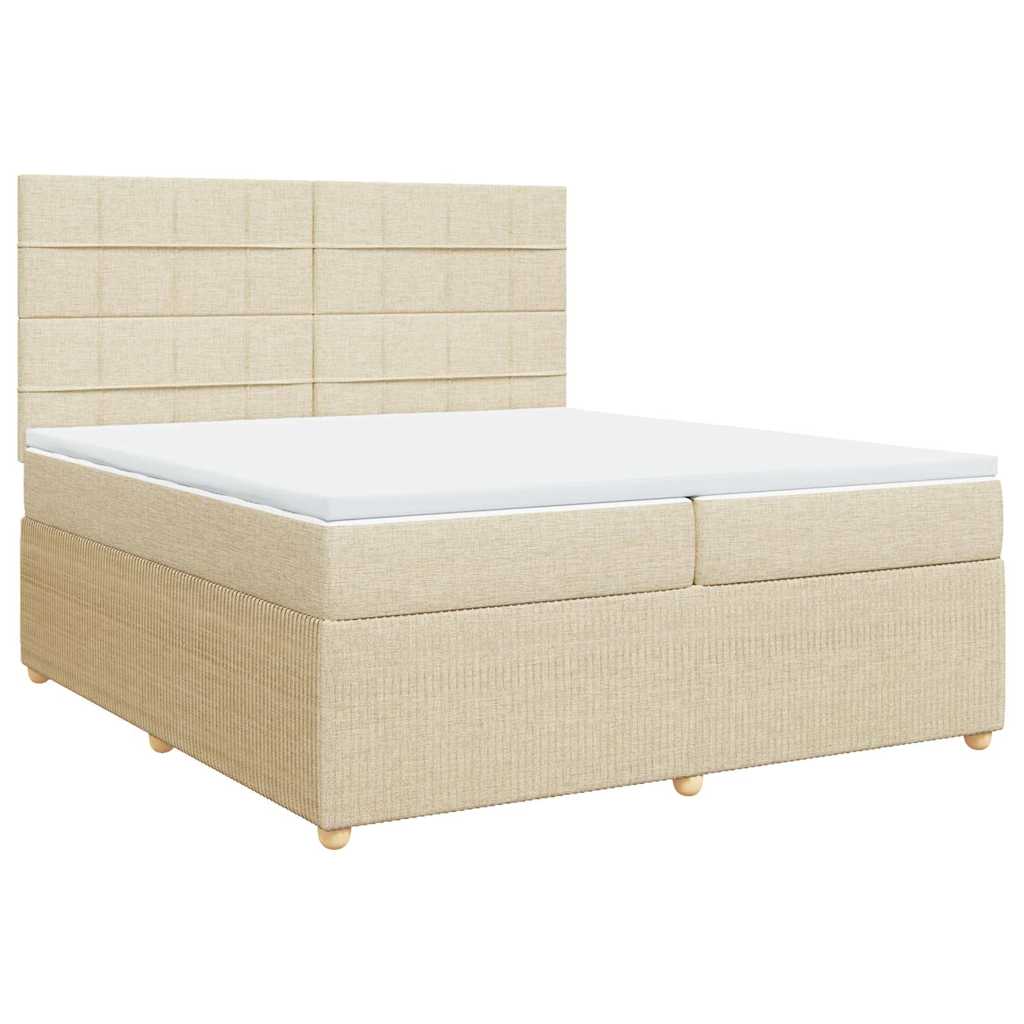 vidaXL Κρεβάτι Boxspring με Στρώμα Κρεμ 200x200 εκ. Υφασμάτινο