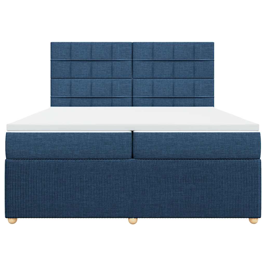 vidaXL Κρεβάτι Boxspring με Στρώμα Μπλε 200x200 εκ. Υφασμάτινο