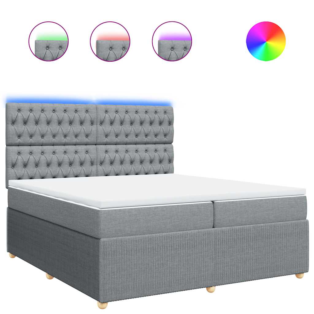 vidaXL Κρεβάτι Boxspring με Στρώμα Ανοιχτό Γκρι 200x200 εκ. Υφασμάτινο