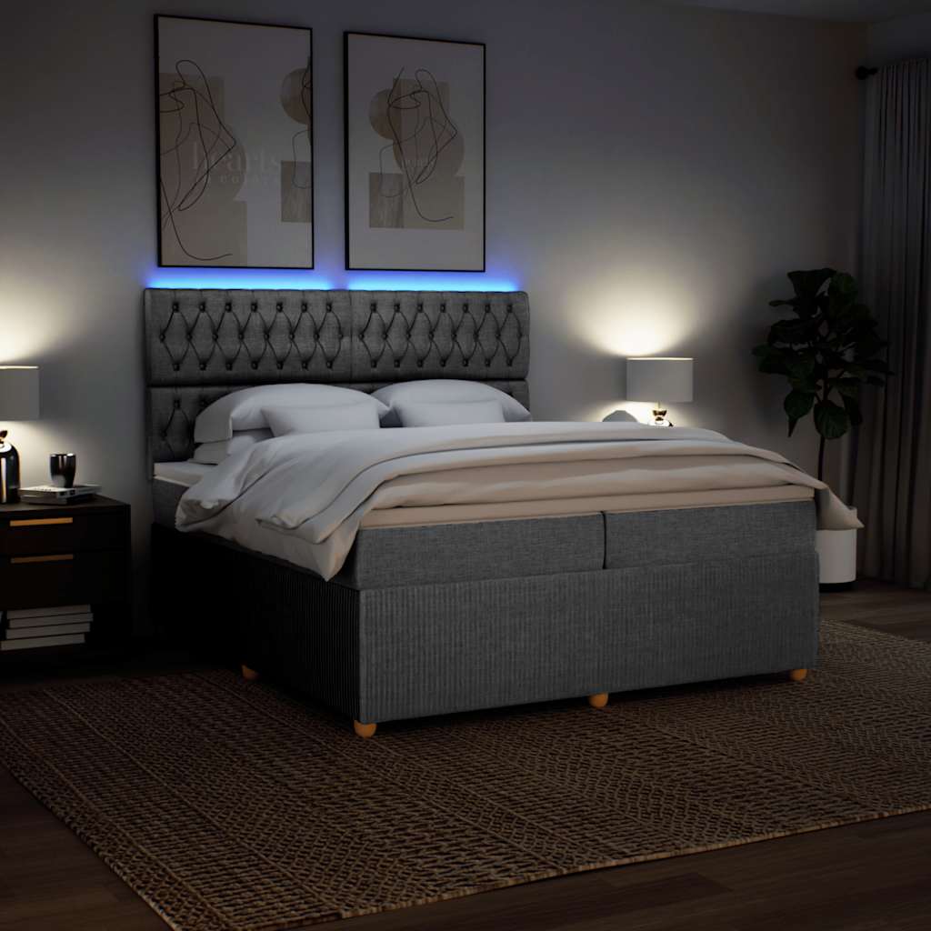 vidaXL Κρεβάτι Boxspring με Στρώμα Ανοιχτό Γκρι 200x200 εκ. Υφασμάτινο