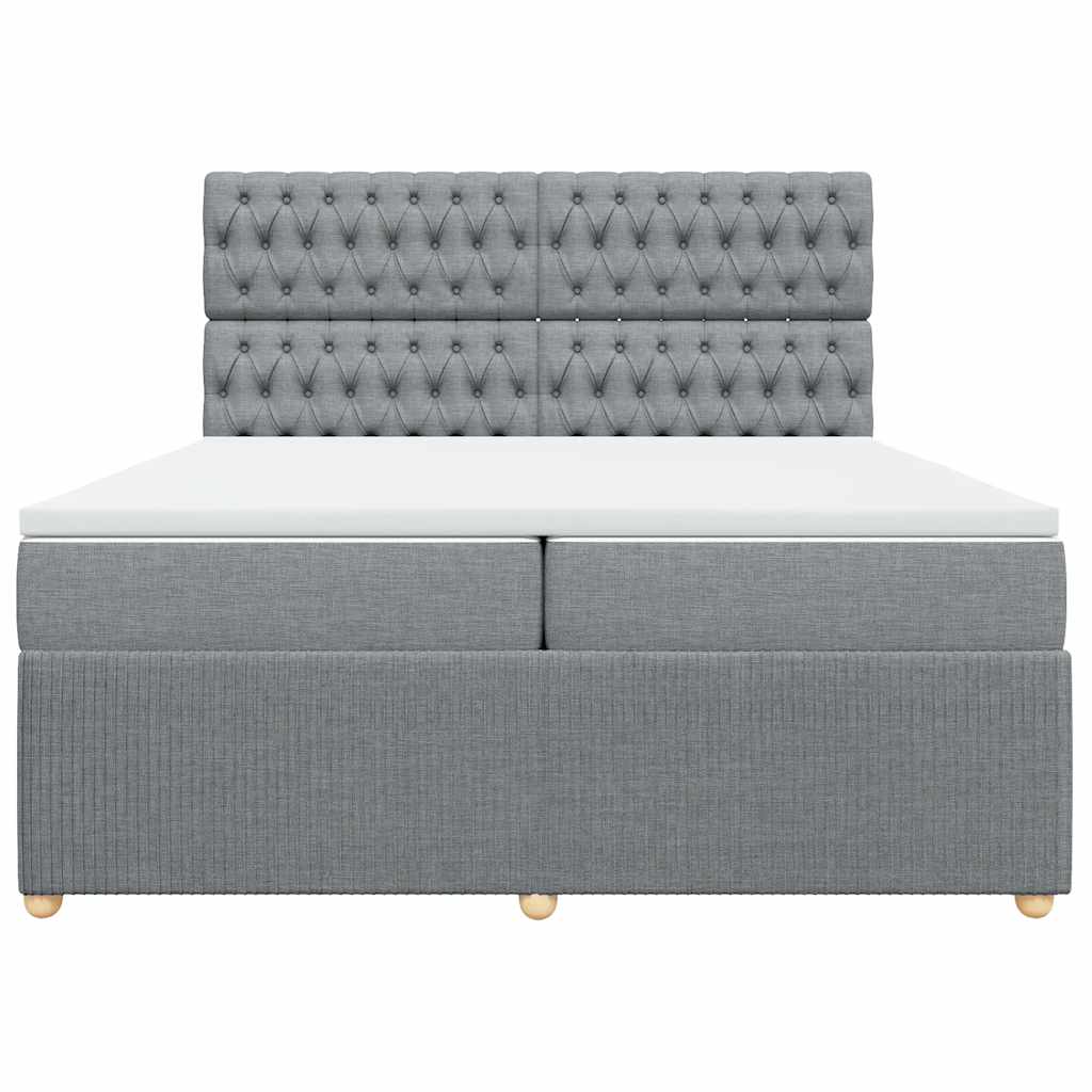 vidaXL Κρεβάτι Boxspring με Στρώμα Ανοιχτό Γκρι 200x200 εκ. Υφασμάτινο