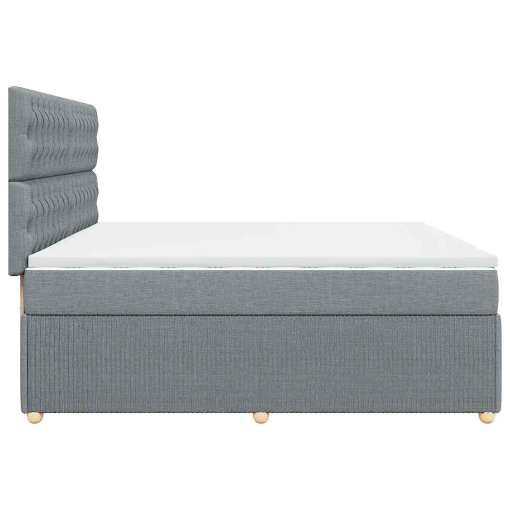 vidaXL Κρεβάτι Boxspring με Στρώμα Ανοιχτό Γκρι 200x200 εκ. Υφασμάτινο