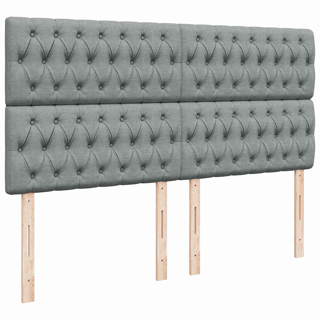 vidaXL Κρεβάτι Boxspring με Στρώμα Ανοιχτό Γκρι 200x200 εκ. Υφασμάτινο