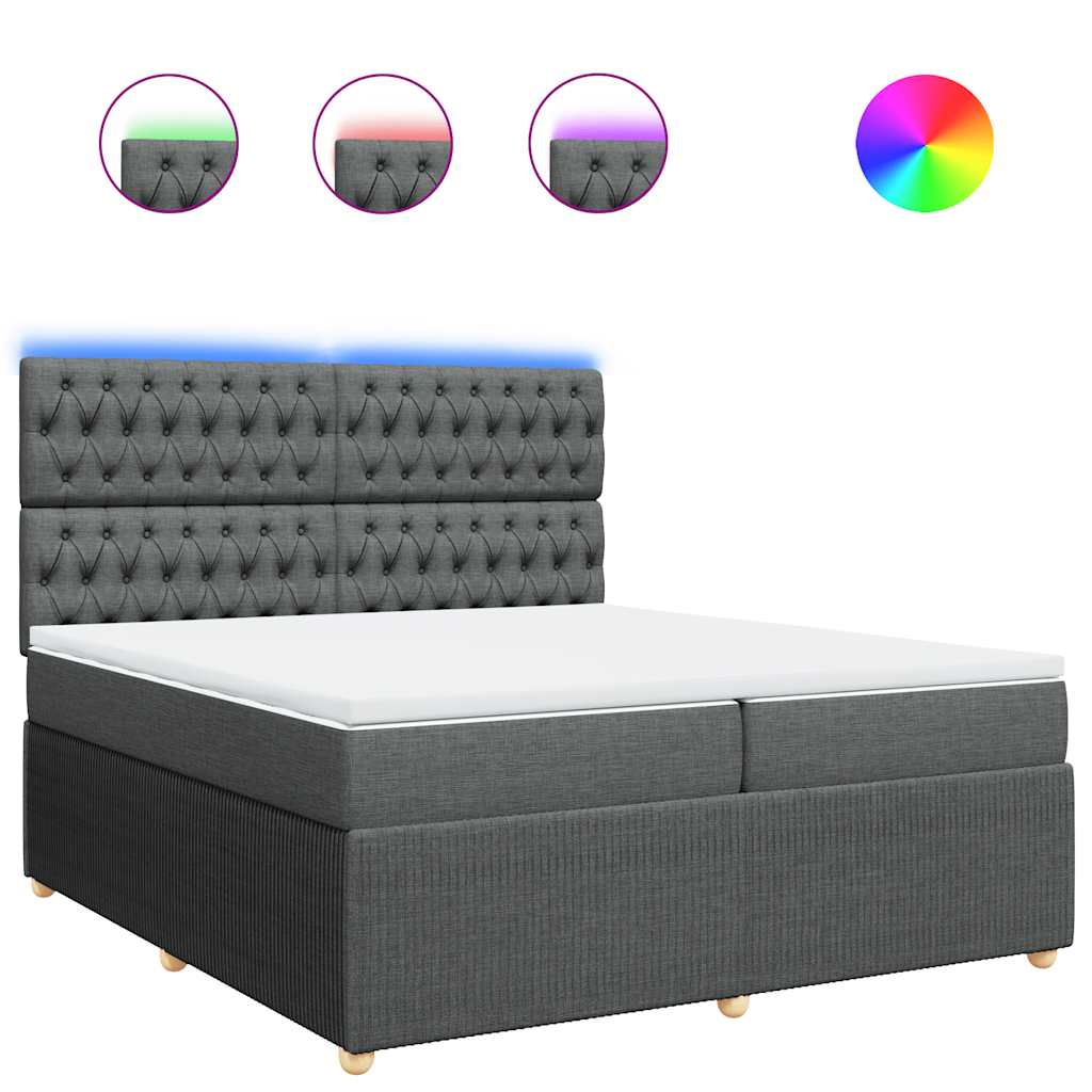 vidaXL Κρεβάτι Boxspring με Στρώμα Σκούρο Γκρι 200x200 εκ. Υφασμάτινο