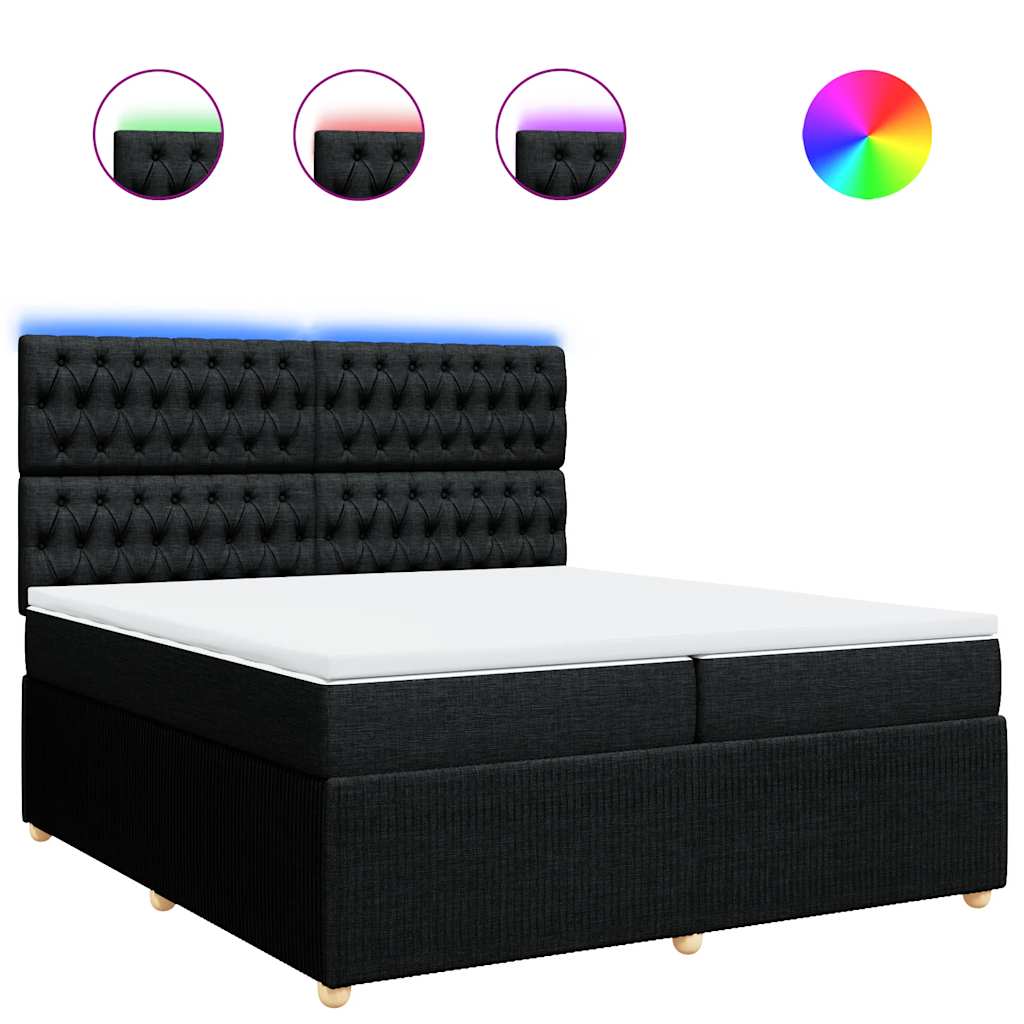 vidaXL Κρεβάτι Boxspring με Στρώμα Μαύρο 200x200 εκ. Υφασμάτινο