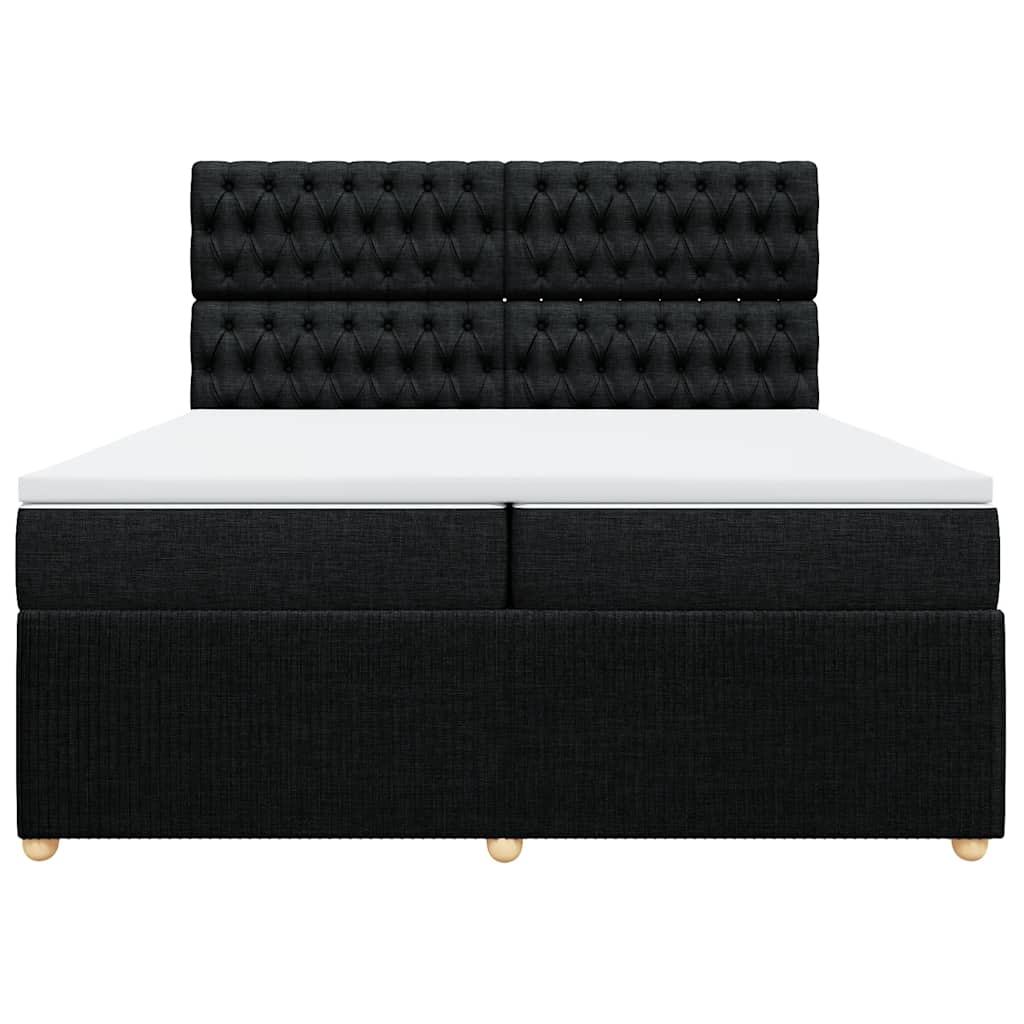 vidaXL Κρεβάτι Boxspring με Στρώμα Μαύρο 200x200 εκ. Υφασμάτινο