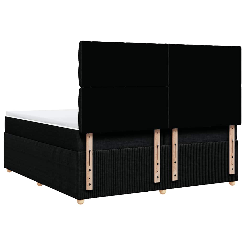vidaXL Κρεβάτι Boxspring με Στρώμα Μαύρο 200x200 εκ. Υφασμάτινο