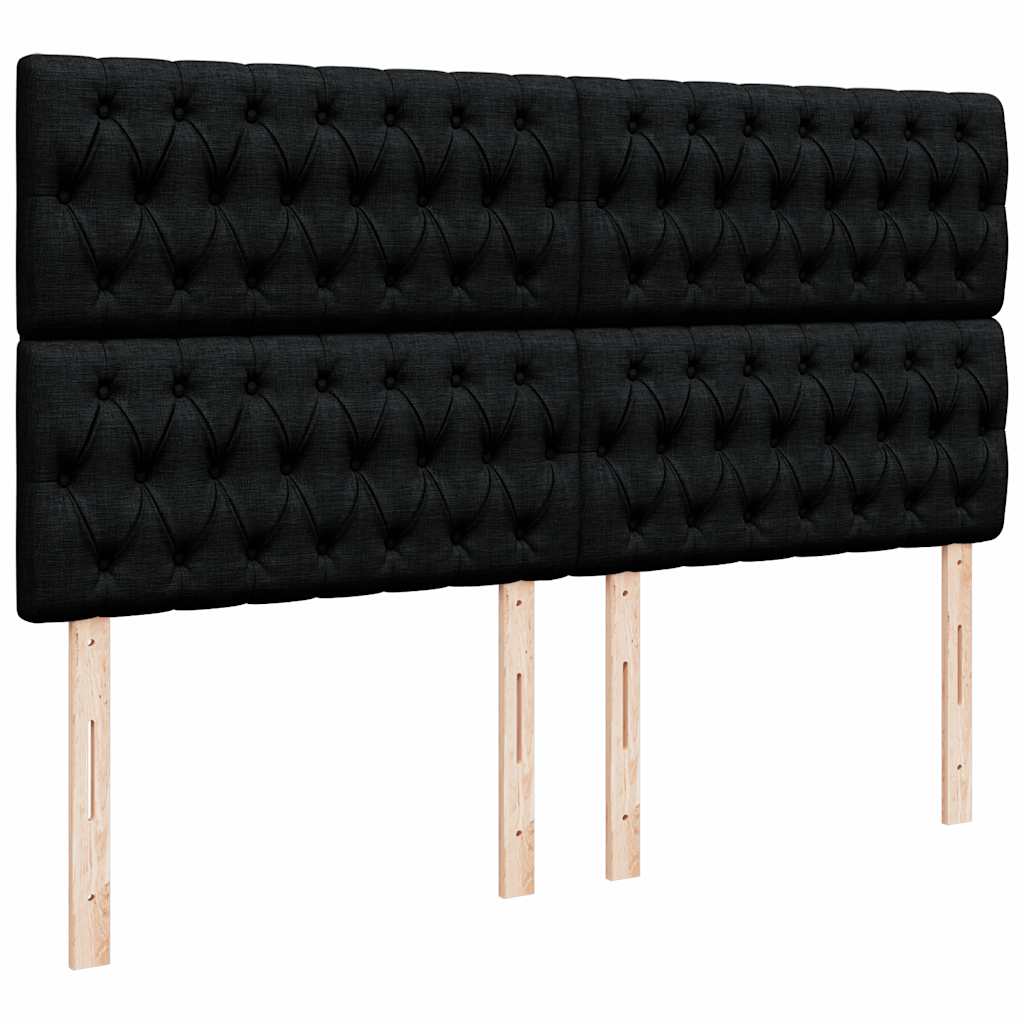 vidaXL Κρεβάτι Boxspring με Στρώμα Μαύρο 200x200 εκ. Υφασμάτινο