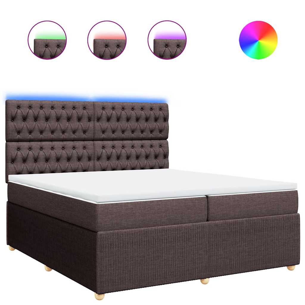 vidaXL Κρεβάτι Boxspring με Στρώμα Σκούρο Καφέ 200x200 εκ. Υφασμάτινο