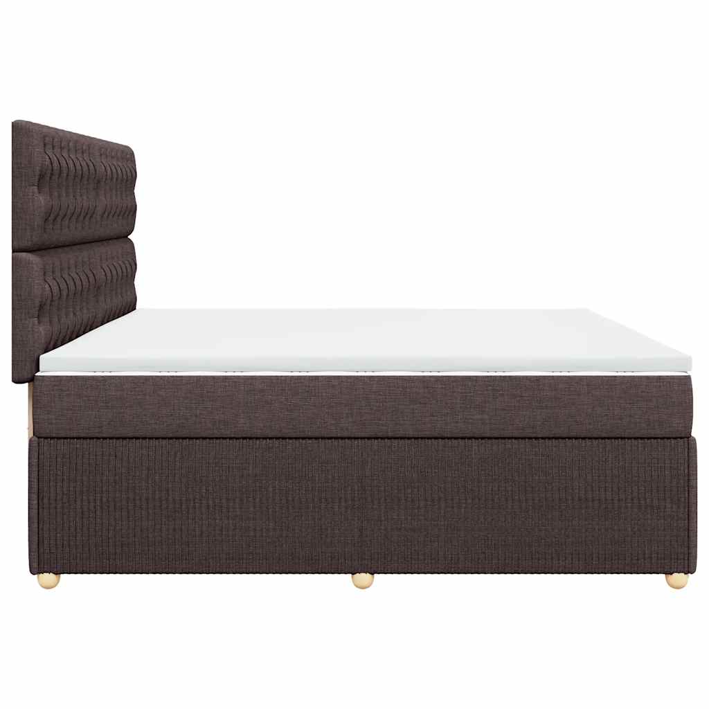 vidaXL Κρεβάτι Boxspring με Στρώμα Σκούρο Καφέ 200x200 εκ. Υφασμάτινο