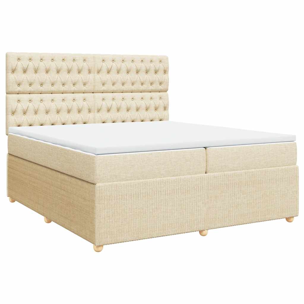 vidaXL Κρεβάτι Boxspring με Στρώμα Κρεμ 200x200 εκ. Υφασμάτινο