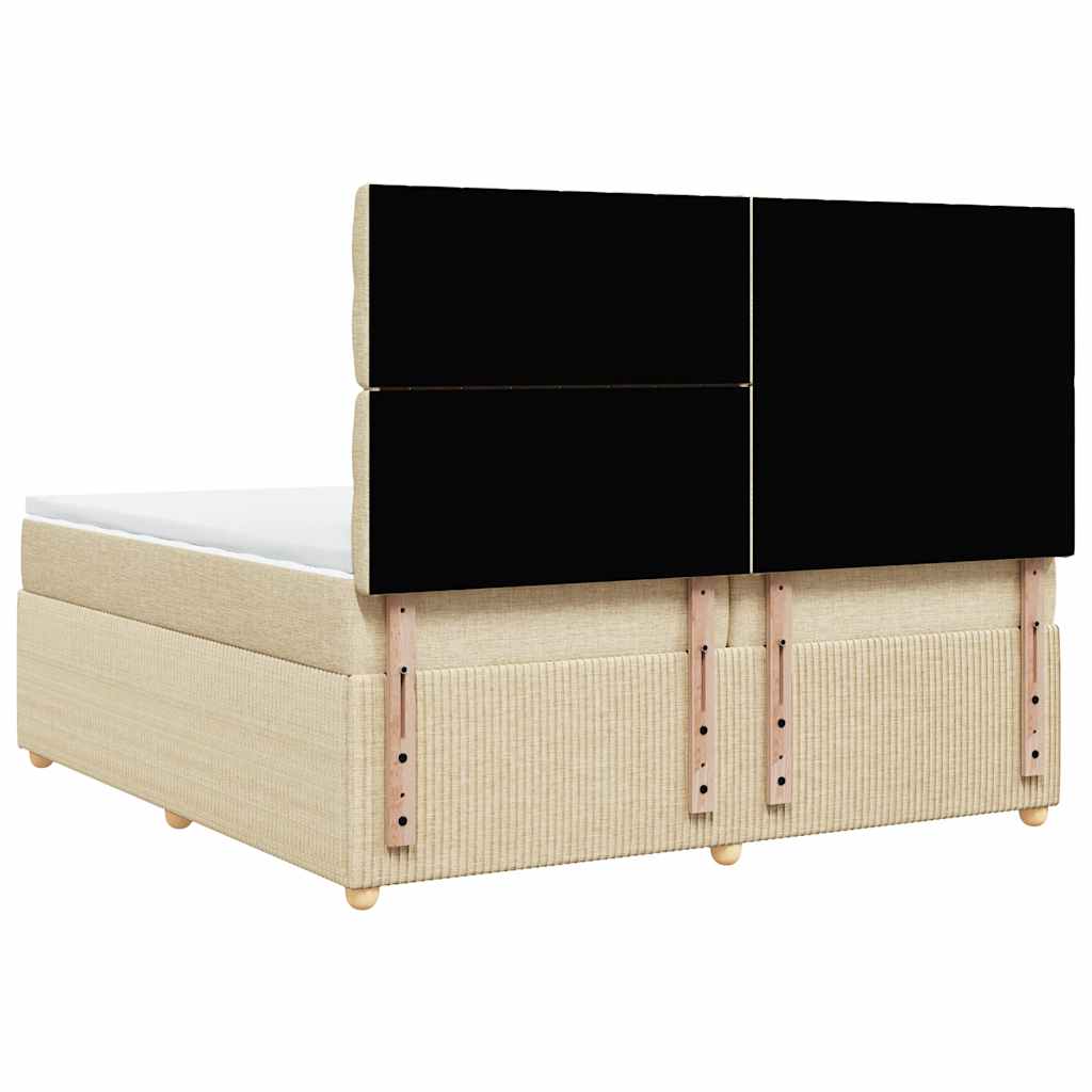 vidaXL Κρεβάτι Boxspring με Στρώμα Κρεμ 200x200 εκ. Υφασμάτινο
