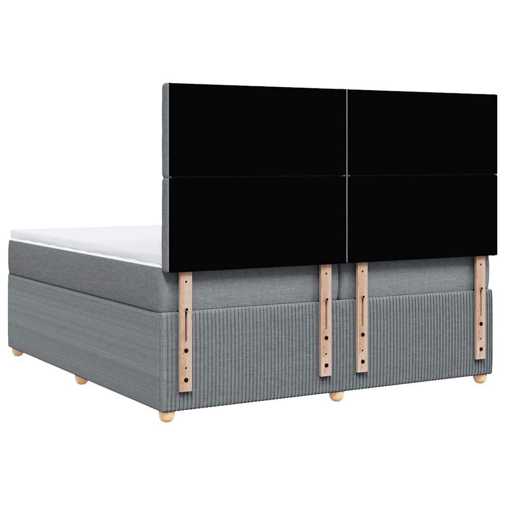 vidaXL Κρεβάτι Boxspring με Στρώμα Ανοιχτό Γκρι 200x200 εκ. Υφασμάτινο