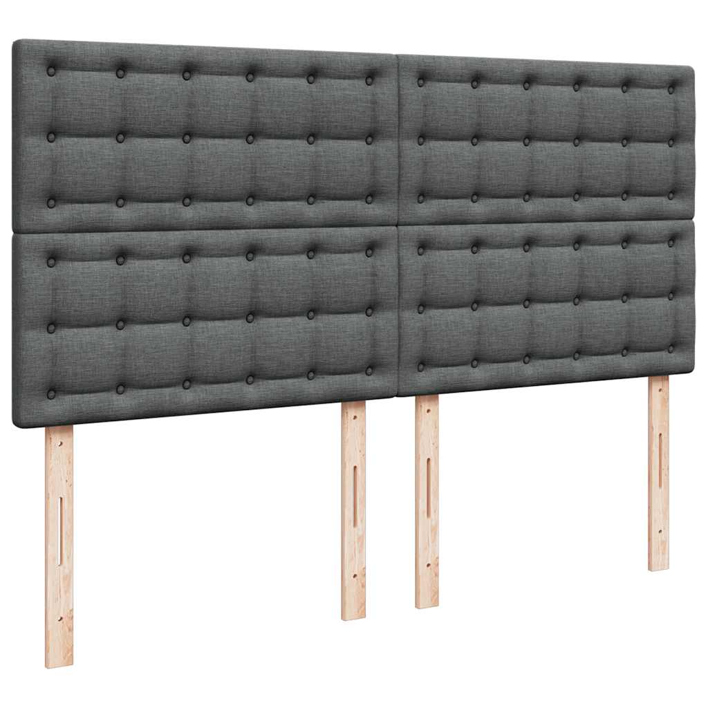 vidaXL Κρεβάτι Boxspring με Στρώμα Σκούρο Γκρι 200x200 εκ. Υφασμάτινο