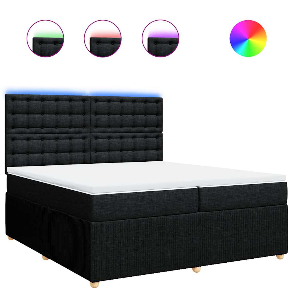 vidaXL Κρεβάτι Boxspring με Στρώμα Μαύρο 200x200 εκ. Υφασμάτινο