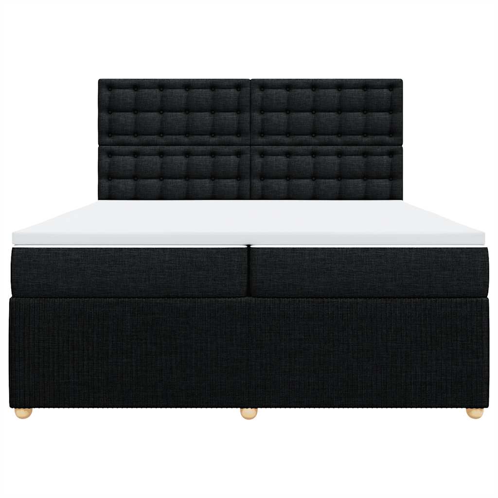vidaXL Κρεβάτι Boxspring με Στρώμα Μαύρο 200x200 εκ. Υφασμάτινο