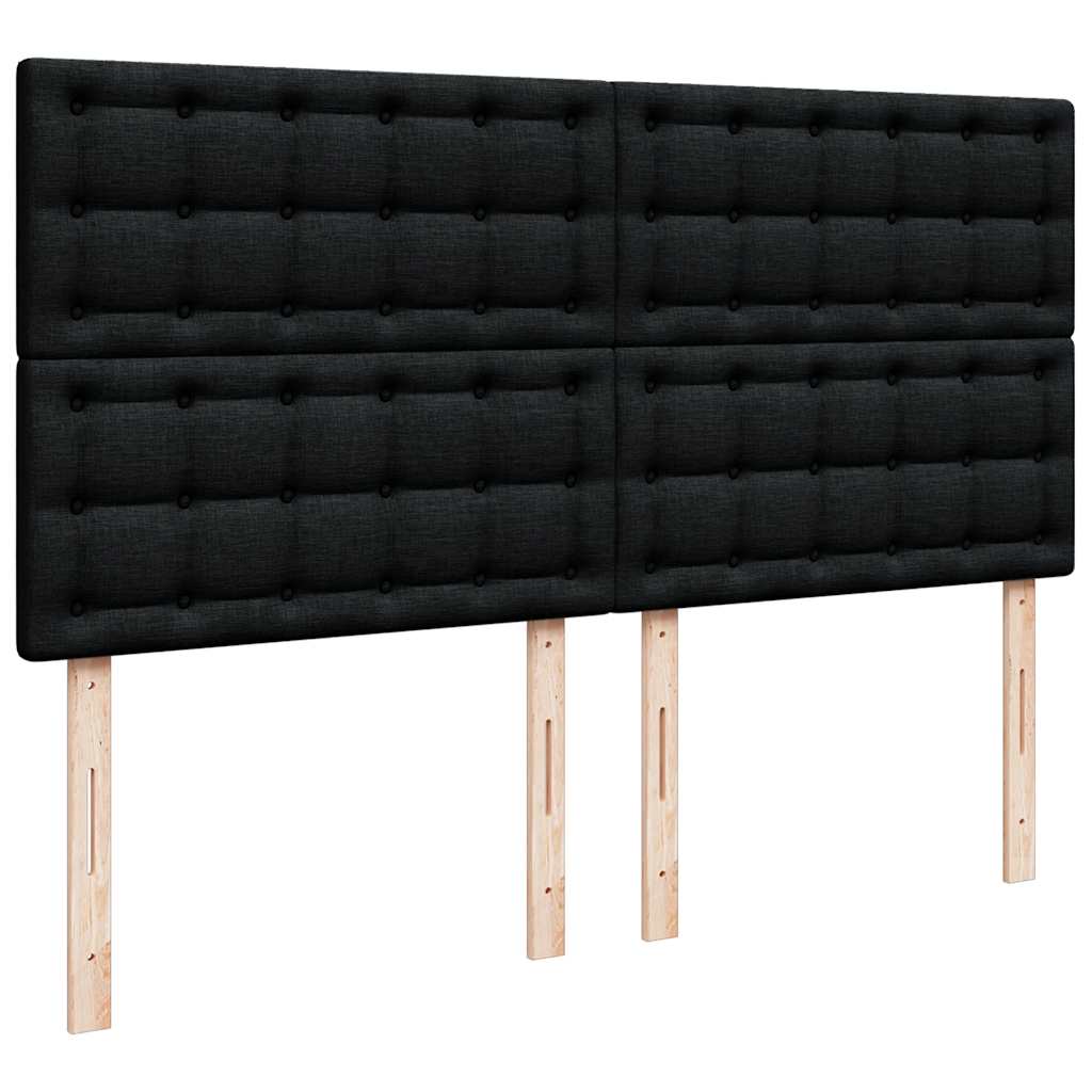 vidaXL Κρεβάτι Boxspring με Στρώμα Μαύρο 200x200 εκ. Υφασμάτινο