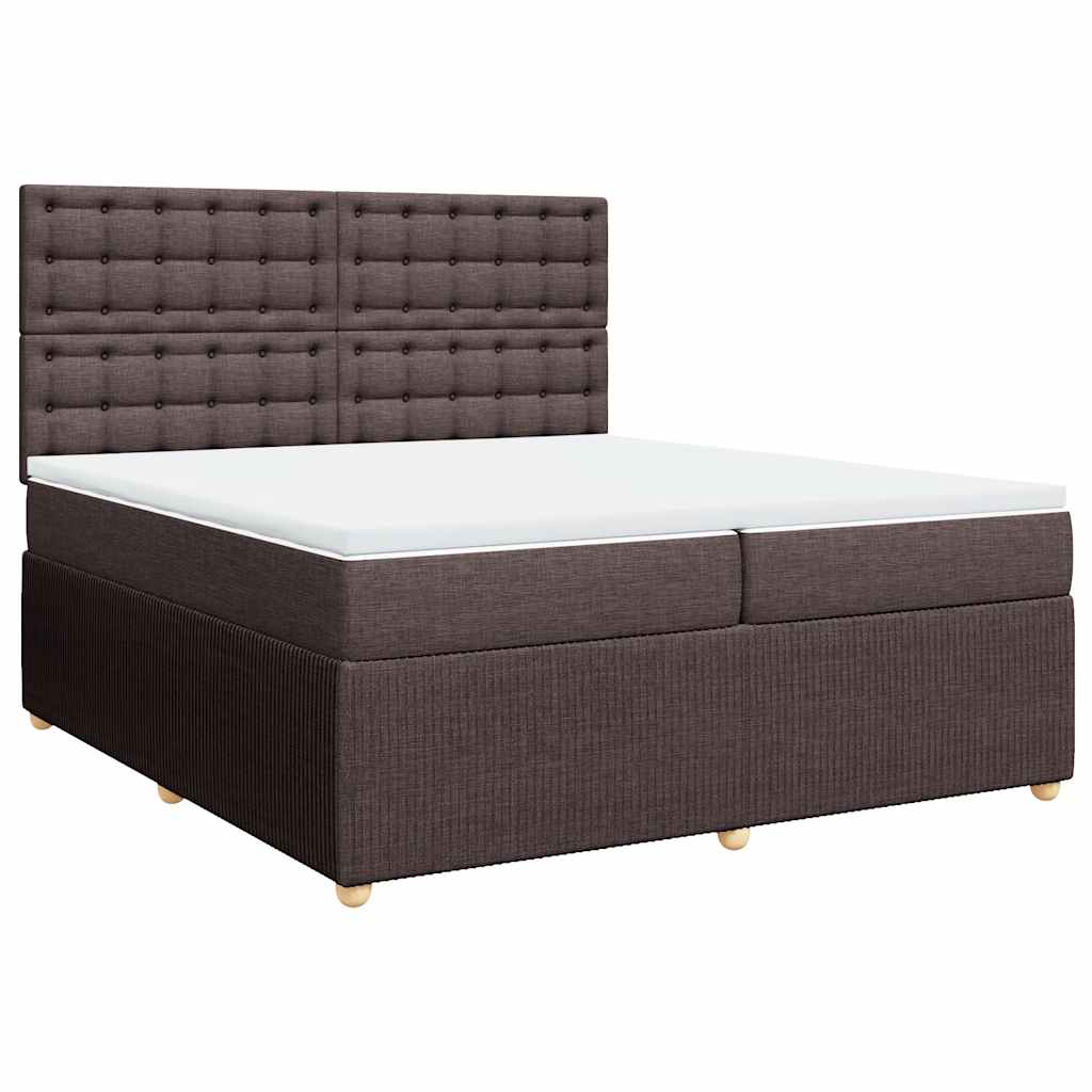 vidaXL Κρεβάτι Boxspring με Στρώμα Σκούρο Καφέ 200x200 εκ. Υφασμάτινο