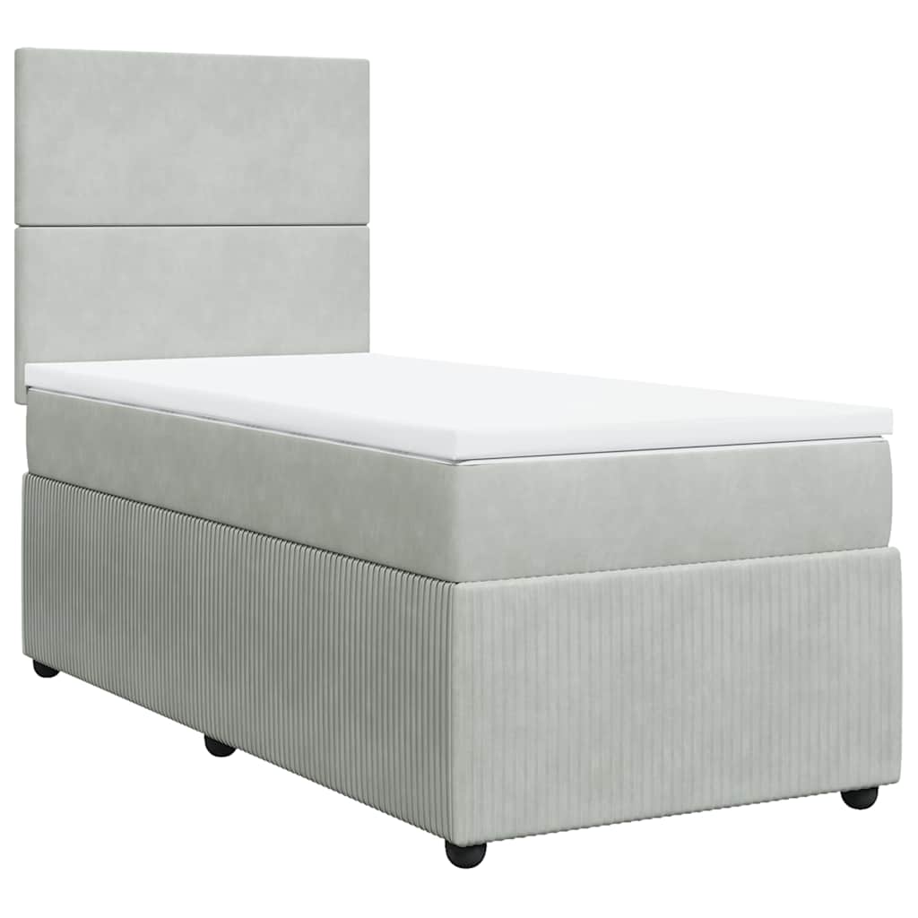 vidaXL Κρεβάτι Boxspring με Στρώμα Ανοιχτό Γκρι 80x200 εκ. Βελούδινο
