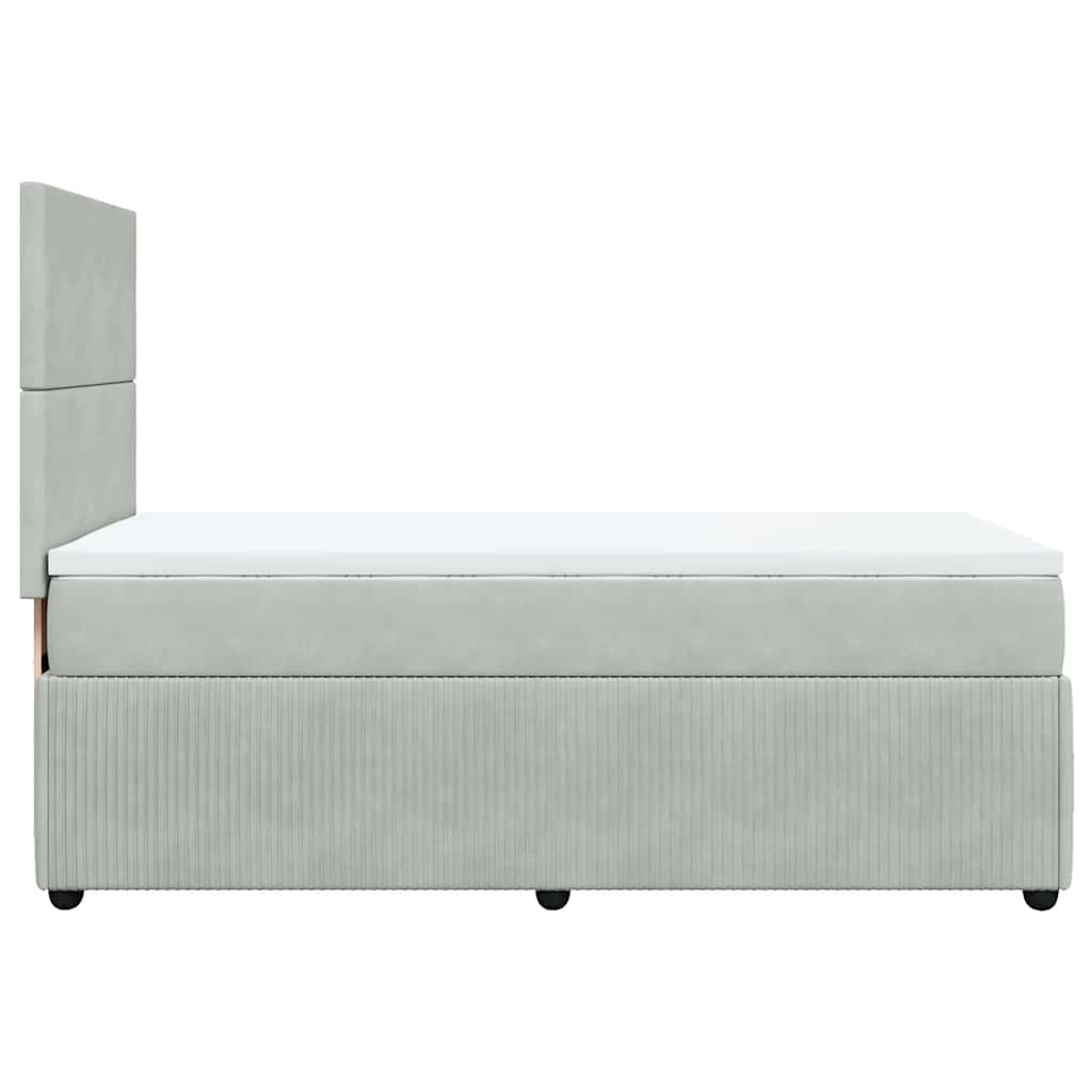 vidaXL Κρεβάτι Boxspring με Στρώμα Ανοιχτό Γκρι 80x200 εκ. Βελούδινο