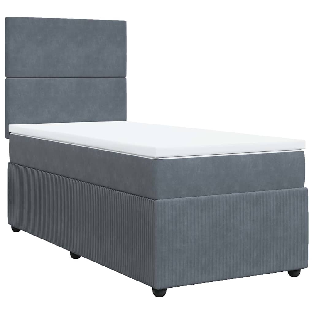 vidaXL Κρεβάτι Boxspring με Στρώμα Σκούρο Γκρι 80x200 εκ. Βελούδινο