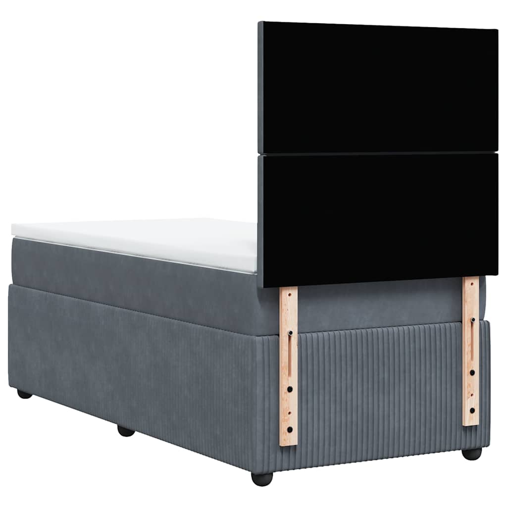 vidaXL Κρεβάτι Boxspring με Στρώμα Σκούρο Γκρι 80x200 εκ. Βελούδινο