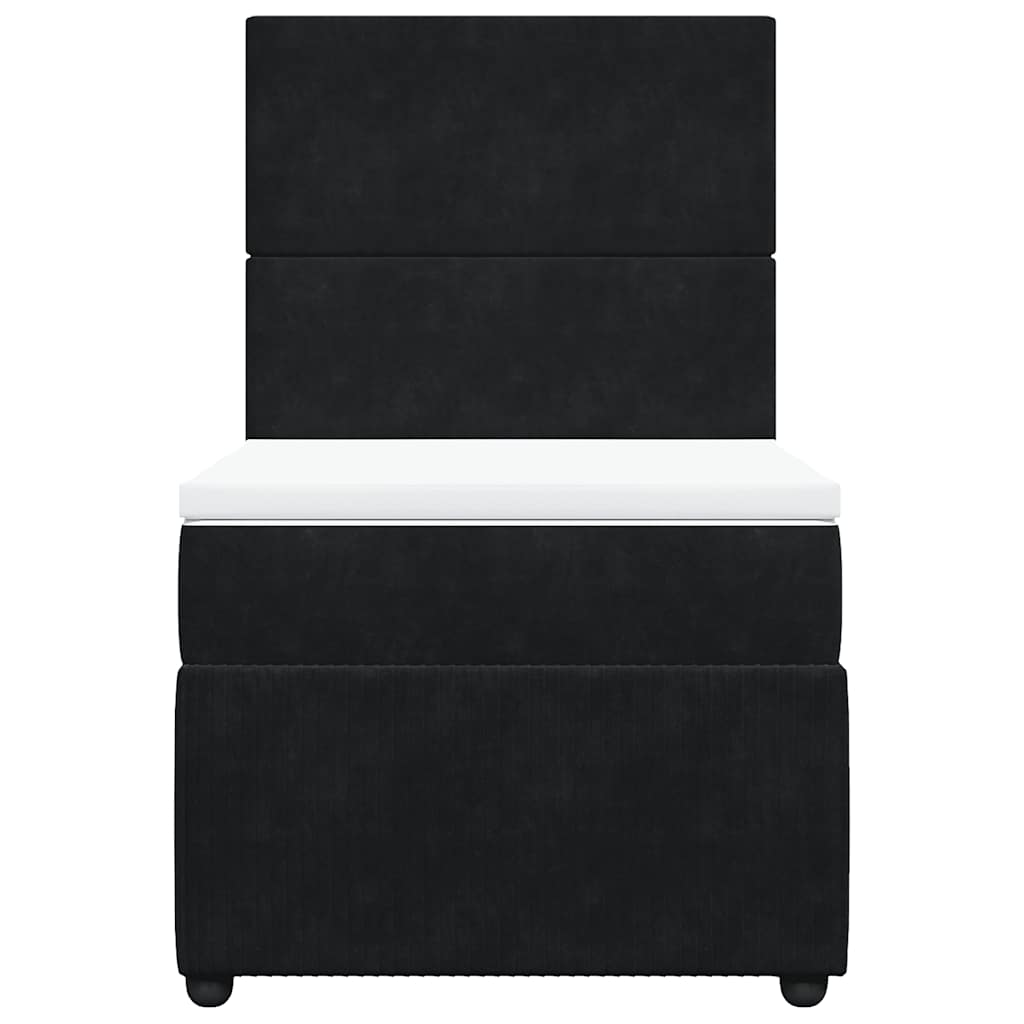 vidaXL Κρεβάτι Boxspring με Στρώμα Μαύρο 80 x 200 εκ. Βελούδινο