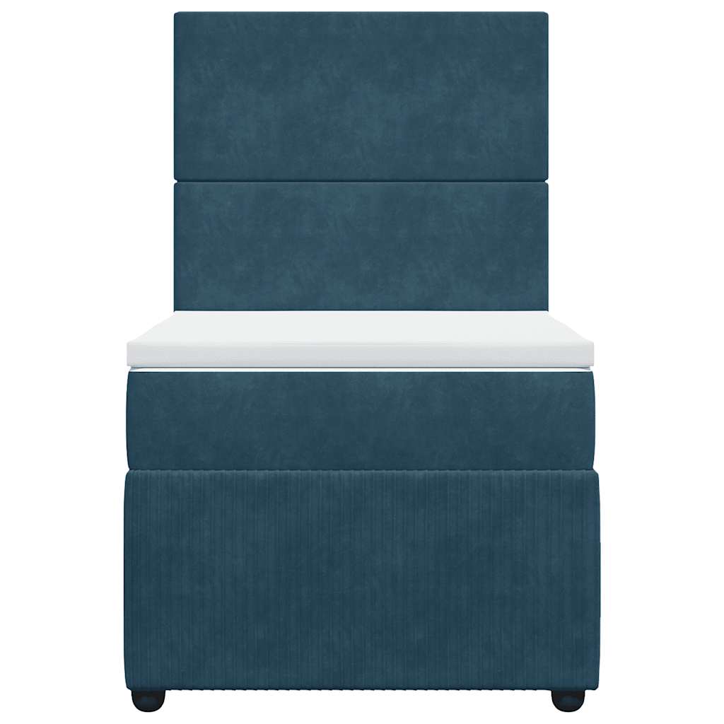 vidaXL Κρεβάτι Boxspring με Στρώμα Μπλε 80 x 200 εκ. Βελούδινο