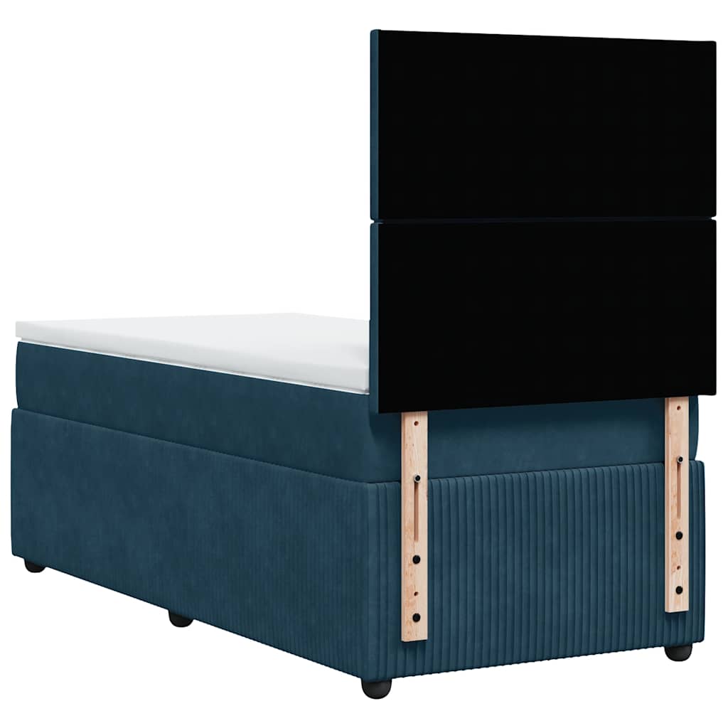 vidaXL Κρεβάτι Boxspring με Στρώμα Μπλε 80 x 200 εκ. Βελούδινο