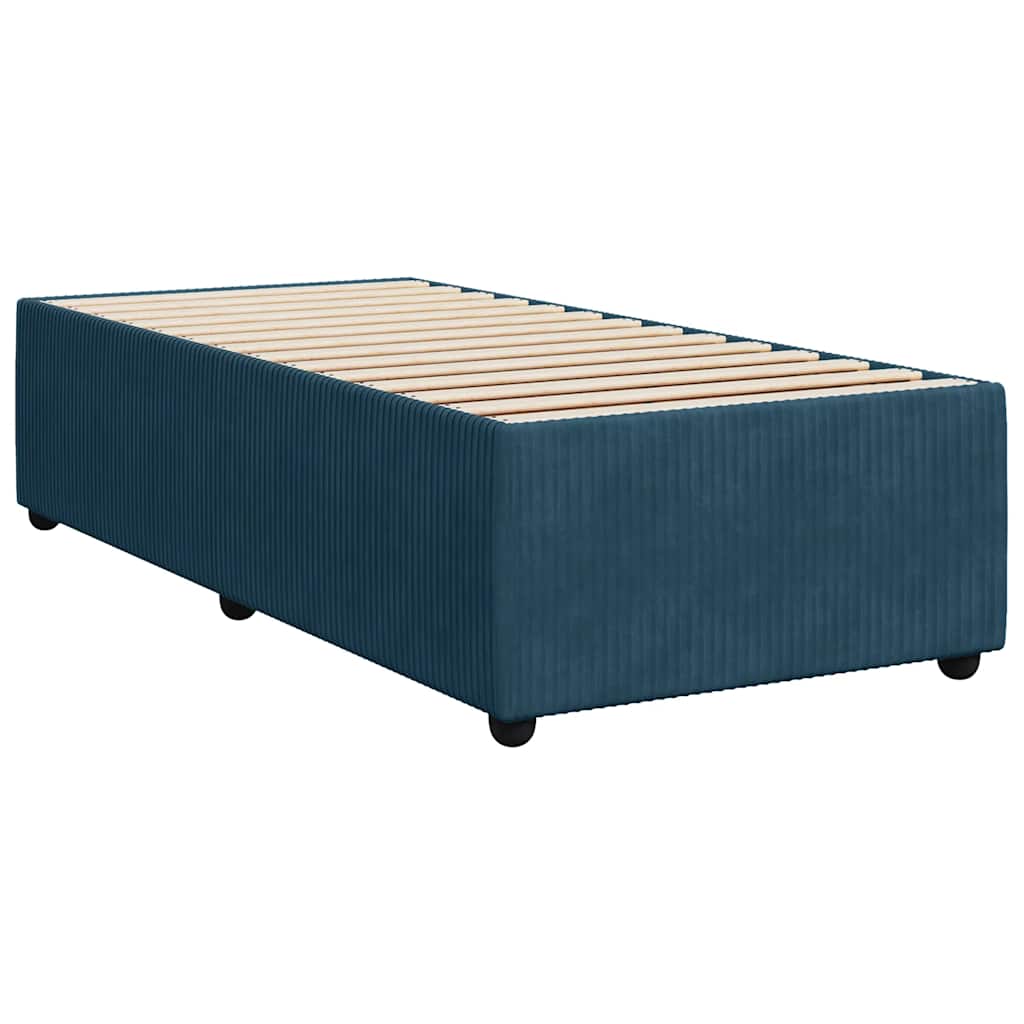 vidaXL Κρεβάτι Boxspring με Στρώμα Μπλε 80 x 200 εκ. Βελούδινο