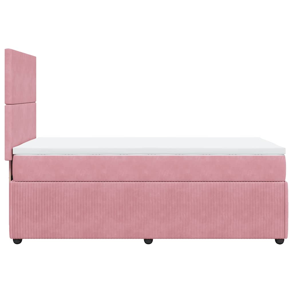 vidaXL Κρεβάτι Boxspring με Στρώμα Ροζ 80 x 200 εκ. Βελούδινο