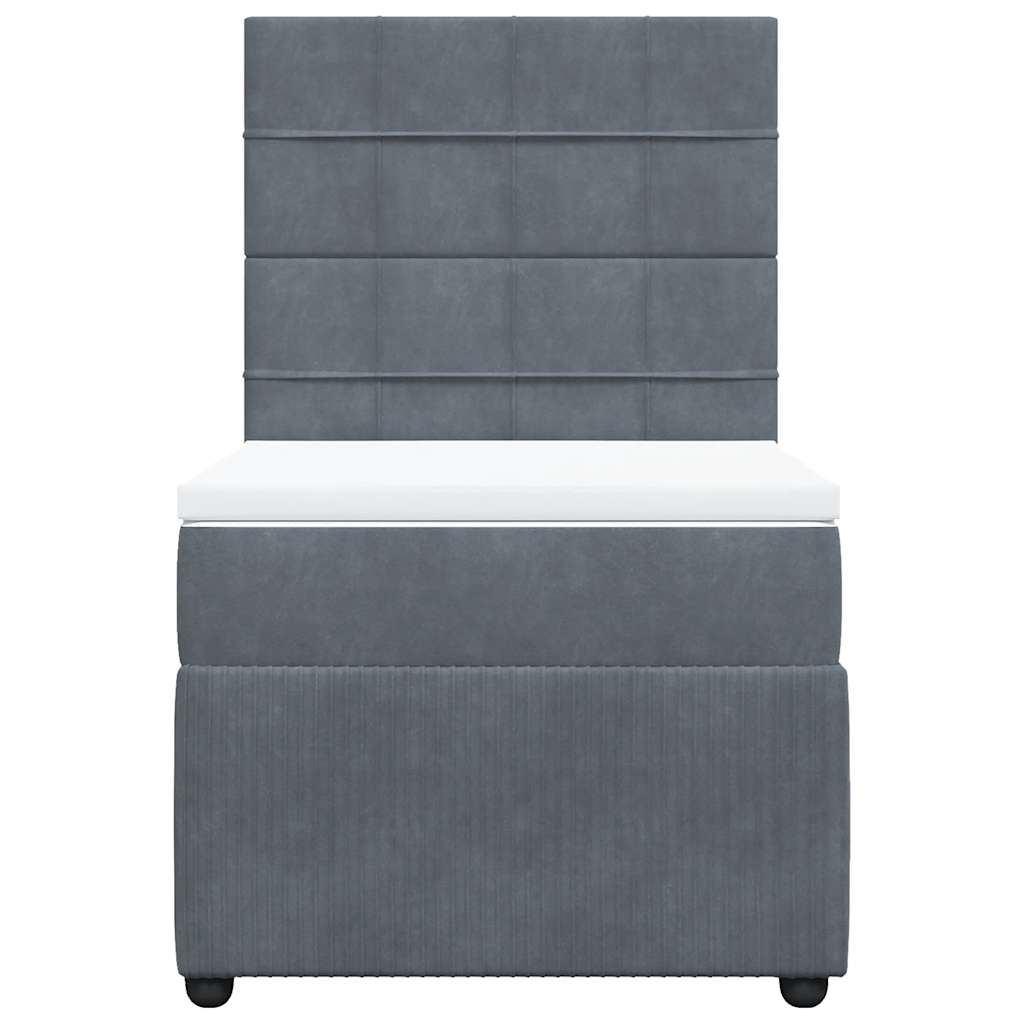 vidaXL Κρεβάτι Boxspring με Στρώμα Σκούρο Γκρι 80x200 εκ. Βελούδινο