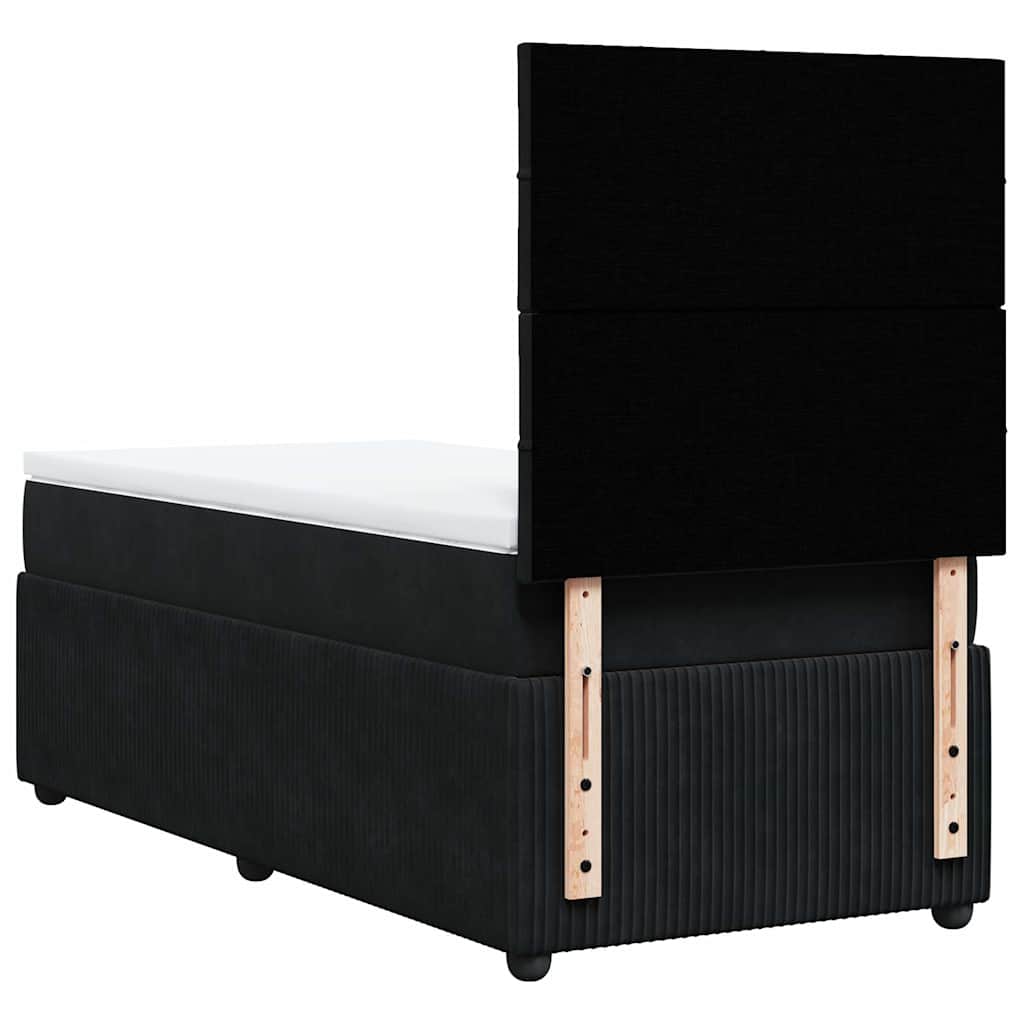 vidaXL Κρεβάτι Boxspring με Στρώμα Μαύρο 80 x 200 εκ. Βελούδινο