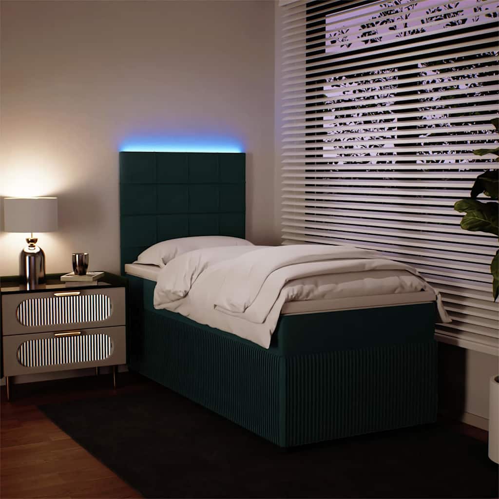 vidaXL Κρεβάτι Boxspring με Στρώμα Σκούρο Πράσινο 80x200 εκ. Βελούδινο