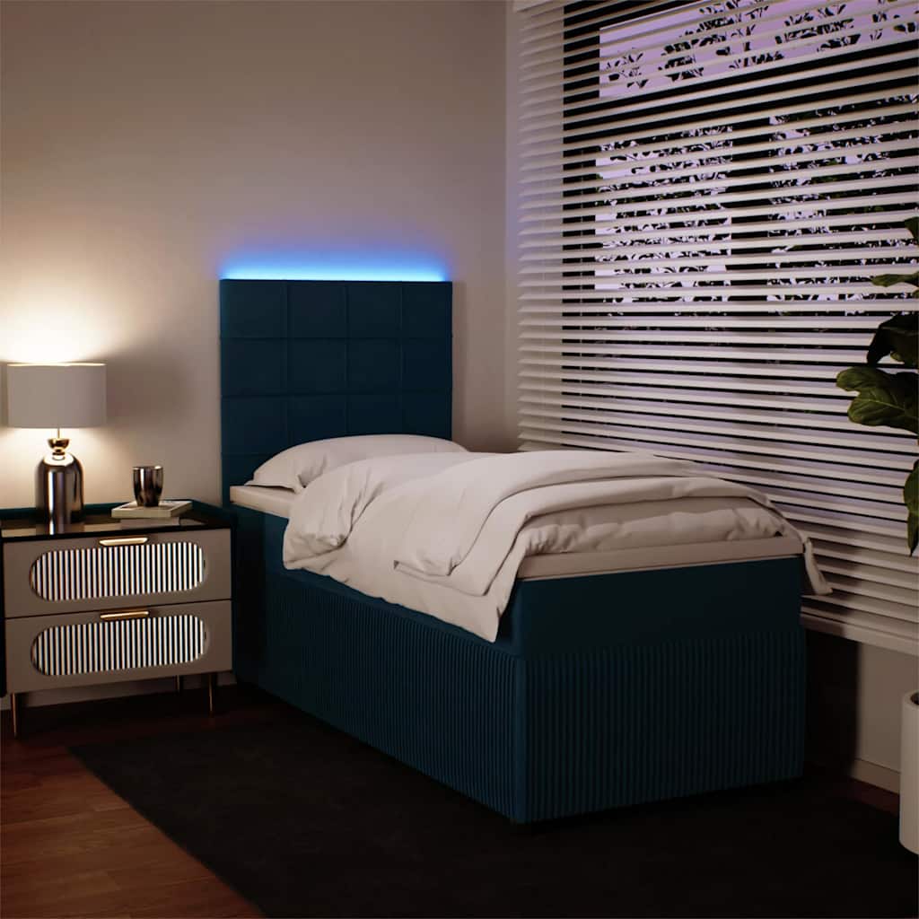 vidaXL Κρεβάτι Boxspring με Στρώμα Μπλε 80 x 200 εκ. Βελούδινο