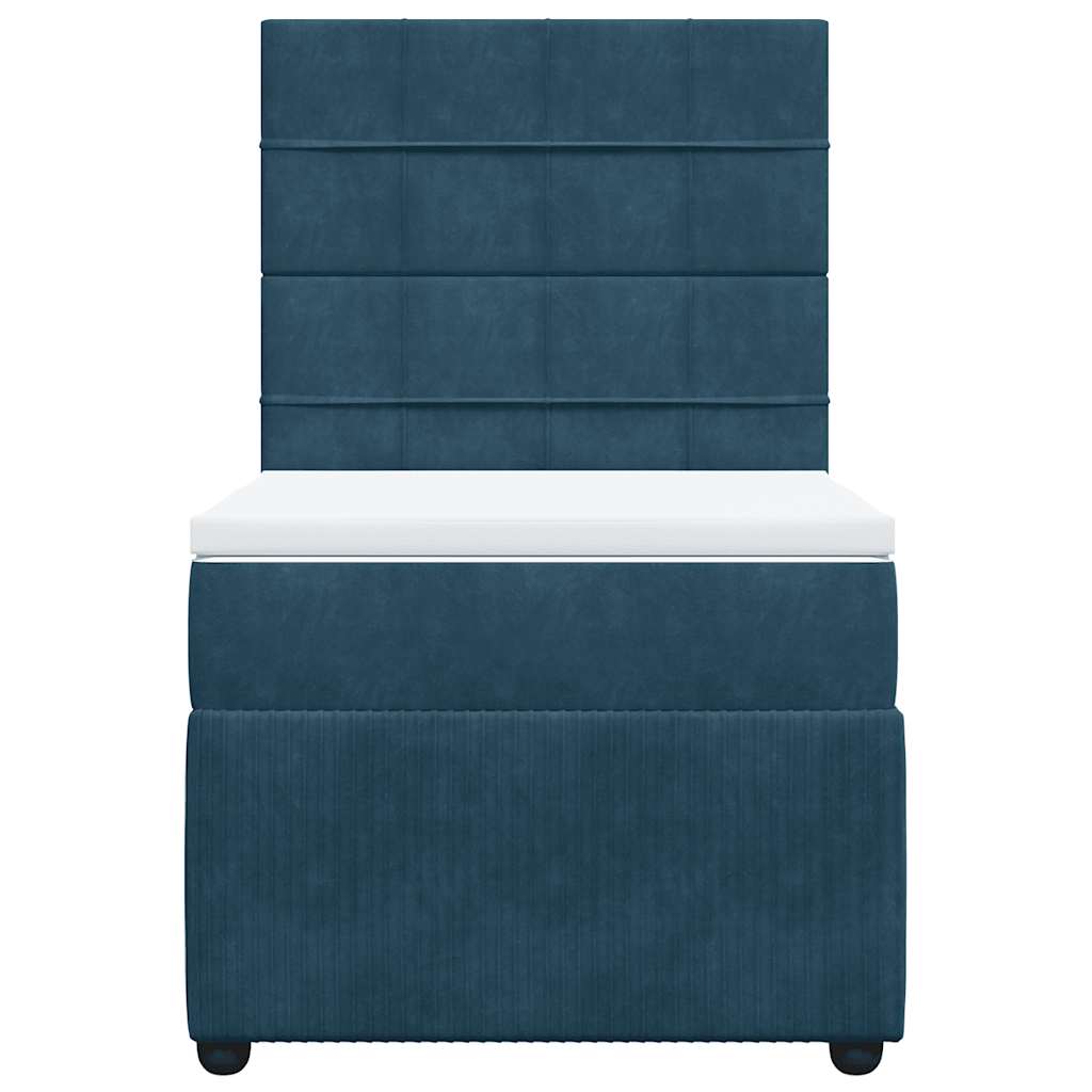 vidaXL Κρεβάτι Boxspring με Στρώμα Μπλε 80 x 200 εκ. Βελούδινο