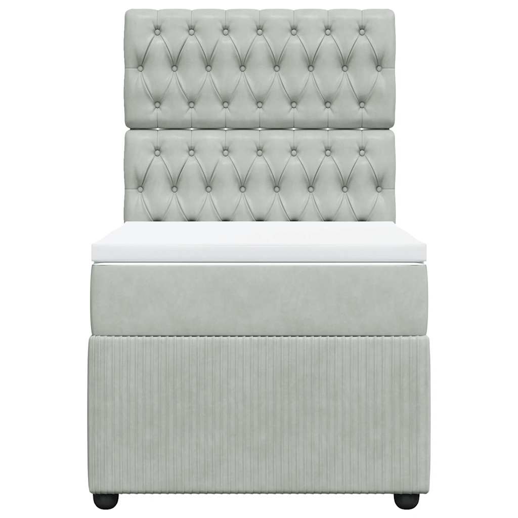 vidaXL Κρεβάτι Boxspring με Στρώμα Ανοιχτό Γκρι 80x200 εκ. Βελούδινο