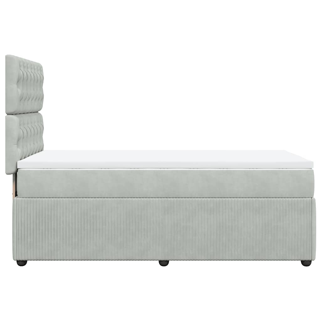 vidaXL Κρεβάτι Boxspring με Στρώμα Ανοιχτό Γκρι 80x200 εκ. Βελούδινο