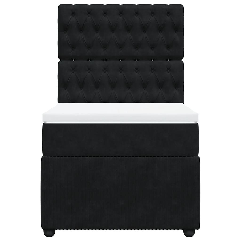 vidaXL Κρεβάτι Boxspring με Στρώμα Μαύρο 80 x 200 εκ. Βελούδινο
