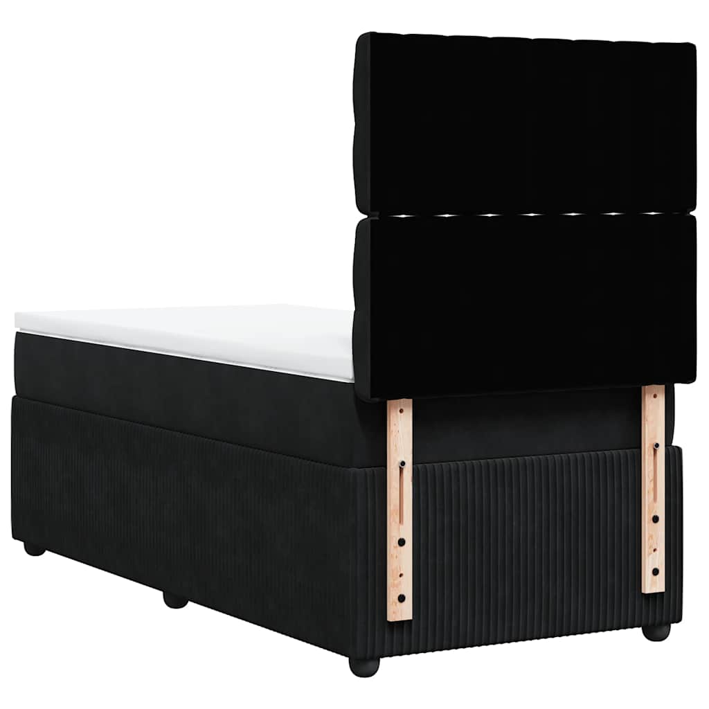 vidaXL Κρεβάτι Boxspring με Στρώμα Μαύρο 80 x 200 εκ. Βελούδινο