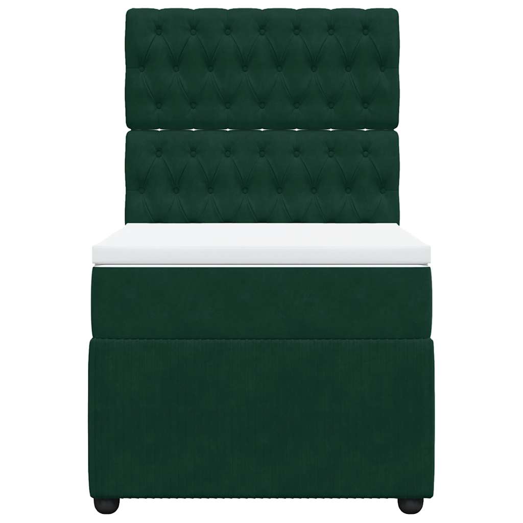 vidaXL Κρεβάτι Boxspring με Στρώμα Σκούρο Πράσινο 80x200 εκ. Βελούδινο